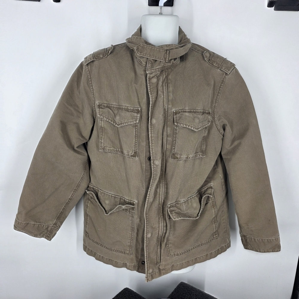 Old Navy Field Jacket Mens Medium M Military Utility Cargo Cotton Canvas Coat